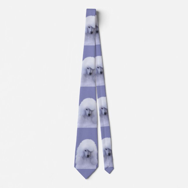 Standard Poodle White Painting - Original Dog Art Tie (Front)