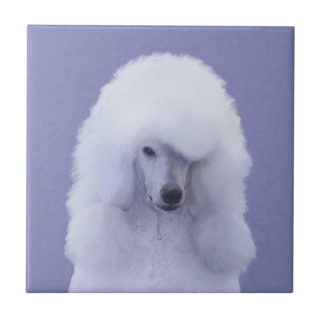 Standard Poodle White Painting - Original Dog Art Tile (Front)