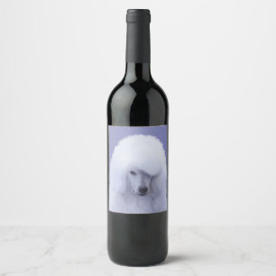 Standard Poodle White Painting - Original Dog Art Wine Label