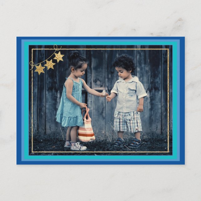 Standard Postcard Hanukkah Gold/Blues Inks (Front)