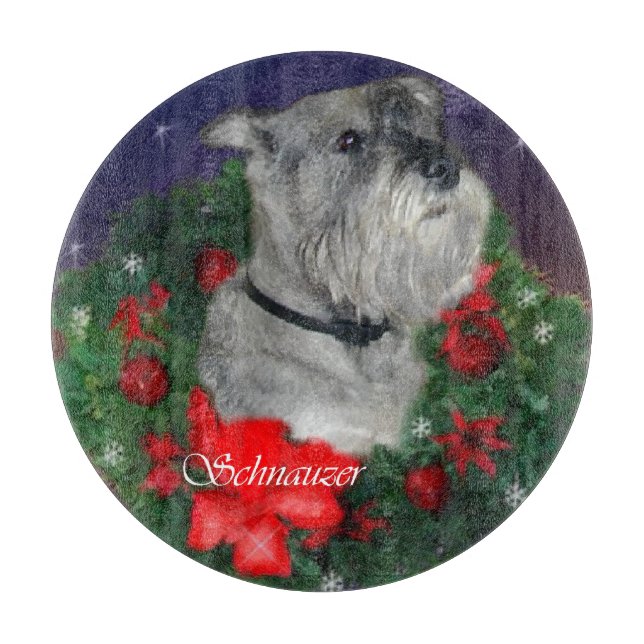 Standard Schnauzer Christmas Cutting Board (Front)