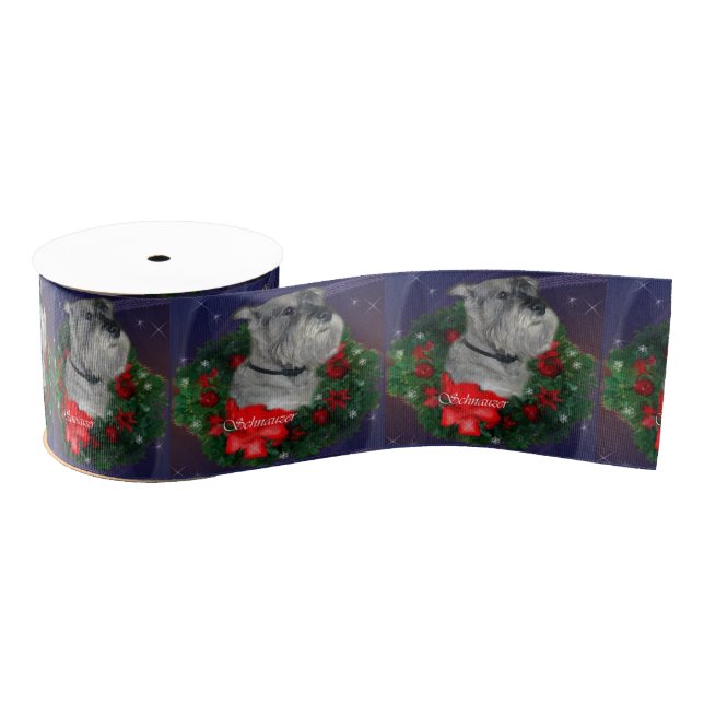 Standard Schnauzer Christmas Grosgrain Ribbon (Spool)