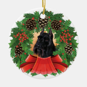 Standard Schnauzer Christmas Holiday Wreath Ceramic Tree Decoration