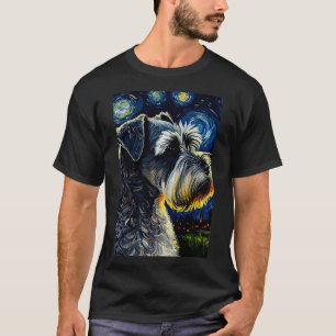 Standard Schnauzer in Starry Night Painting Dad T-Shirt