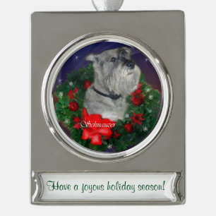 Standard Schnauzer Personalised Christmas Silver Plated Banner Ornament