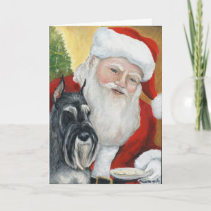 "Standard Schnauzer & Santa" Dog Art Greeting Card