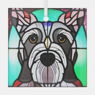 Standard Schnauzer "Stained Glass" Glass Tree Decoration
