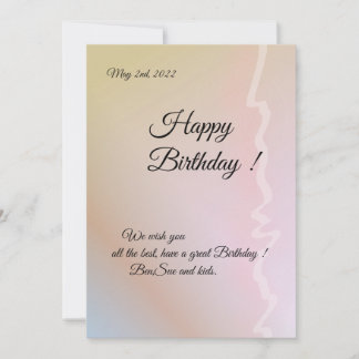 Standard size Birthday Card, Pastel Altra