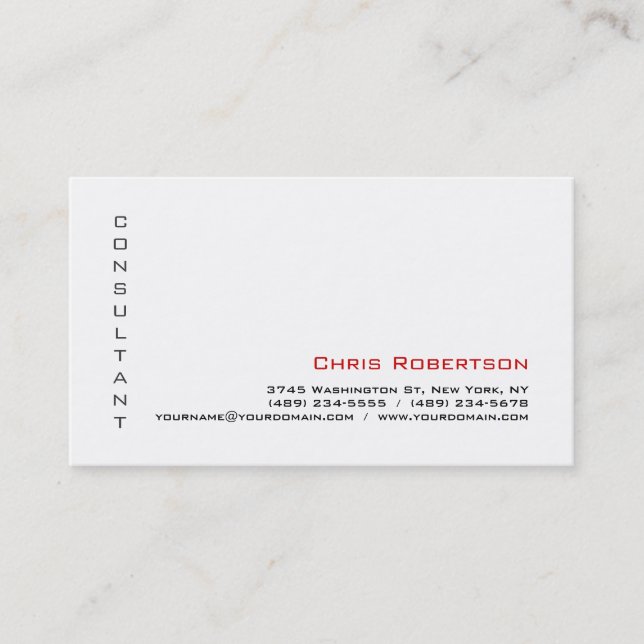 Standard Size Grey White Red Charm Business Card (Front)