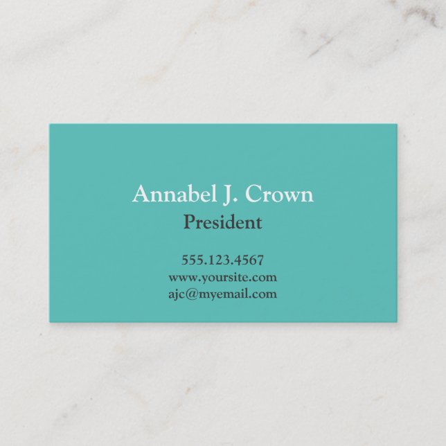 Standard solid teal company logo traditional business card (Front)