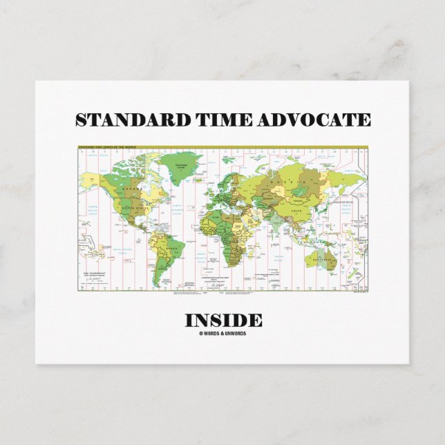 Standard Time Advocate Inside (Time Zone Map) Postcard (Front)