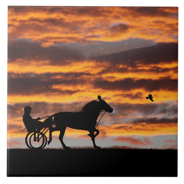 Standardbred Trotting Racehorse Ceramic Tile (Front)