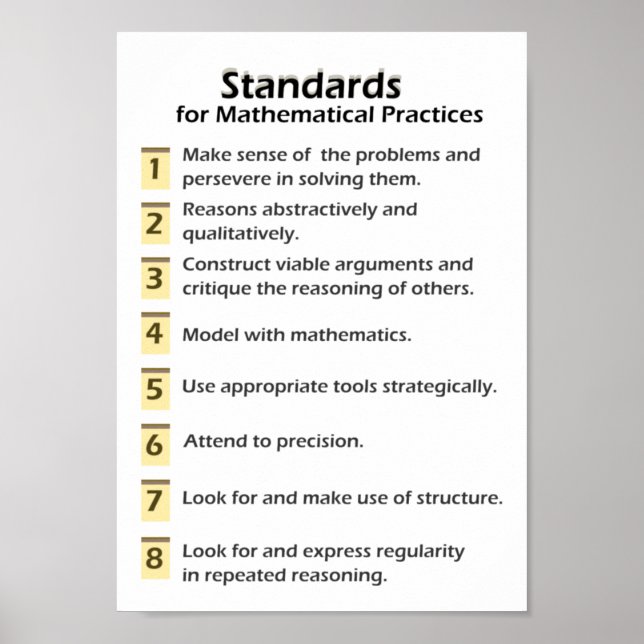 Standards for Mathematical Practices Poster (Front)