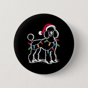 Standards Poodle Christmas Lights Santa Hat Xmas D 6 Cm Round Badge