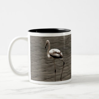 Standing Alone Juvenile Flamingo Art Two-Tone Coffee Mug