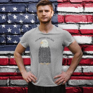 Standing Bald Eagle Illustration Custom Message T-Shirt