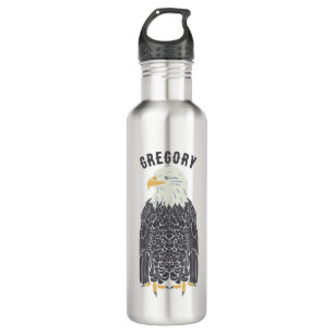 Standing Bald Eagle Illustration Personalised 710 Ml Water Bottle