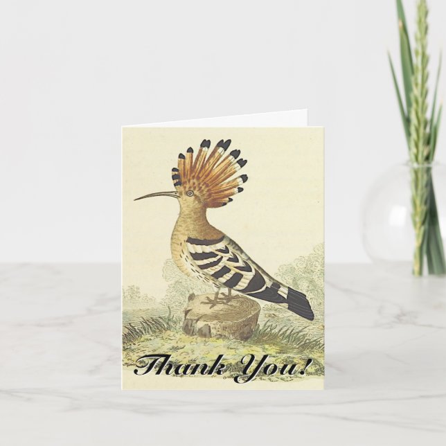 Standing Bird, Vintage Style, "Thank You!" Card (Front)