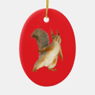Standing Brown Squirrel Double Sided Ceramic Tree Decoration