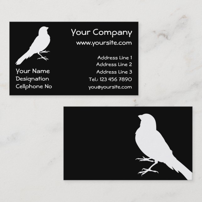 Standing Canary Bird Business Card (Front/Back)