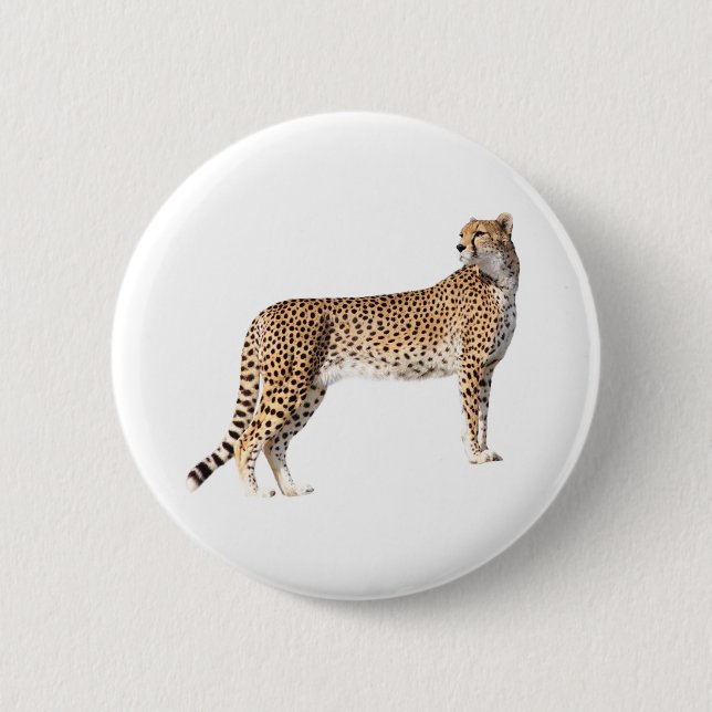 Standing cheetah 6 cm round badge (Front)