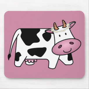 Standing Cow with Daisies Mouse Mat