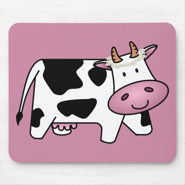 Standing Cow with Daisies Mouse Mat (Front)