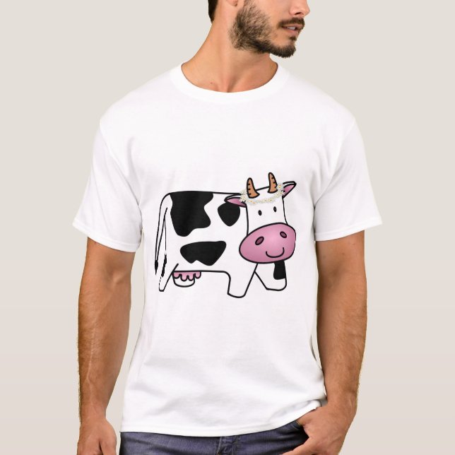 Standing Cow with Daisies T-Shirt (Front)