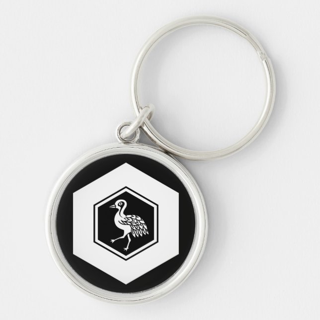 Standing Crane in Tortoiseshell Key Ring (Front)