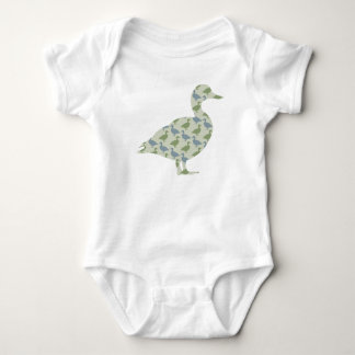 Standing Duck with Diagonal Duck Silhouette Baby Bodysuit