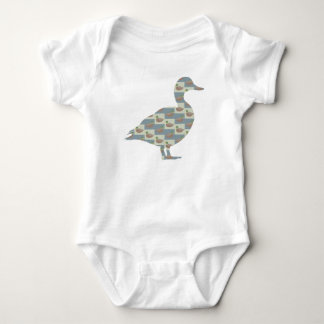 Standing Duck with Mallard Duck Diagonal Pattern Baby Bodysuit