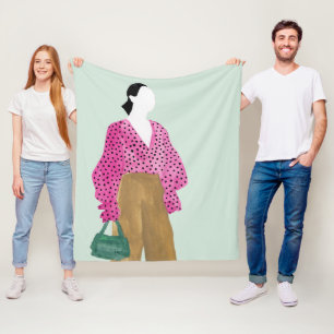 Standing Fashion Figure - Polka Dot Top Fleece Blanket