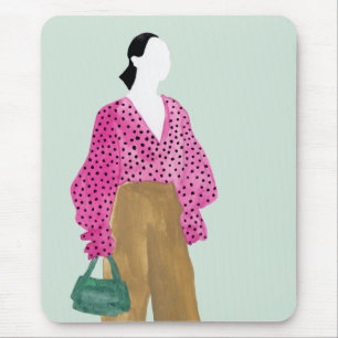 Standing Fashion Figure - Polka Dot Top Mouse Mat
