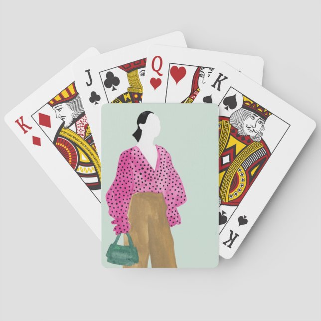 Standing Fashion Figure - Polka Dot Top Playing Cards (Back)