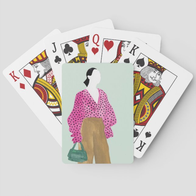 Standing Fashion Figure - Polka Dot Top Playing Cards (Back)
