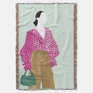 Standing Fashion Figure - Polka Dot Top Throw Blanket