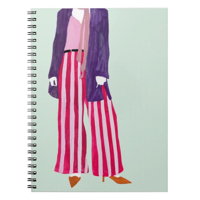 Standing Fashion Figure - Striped Pants Notebook (Front)