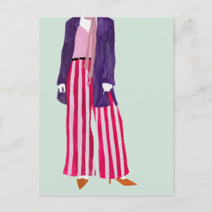 Standing Fashion Figure - Striped Pants Postcard