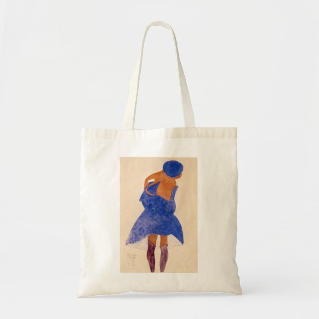 Standing Girl, Back View by Egon Schiele. Tote Bag (Front)