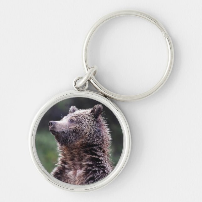 Standing Grizzly Bear Key Ring (Front)