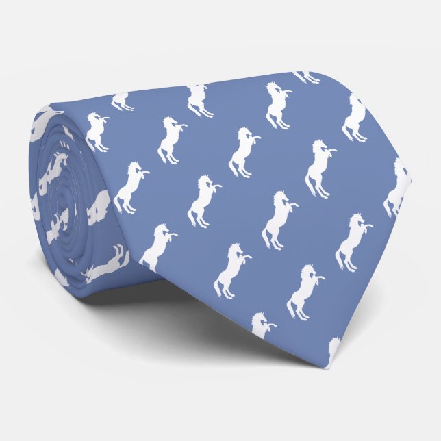 Standing Horse Pattern | Blue Grey Tie (Rolled)