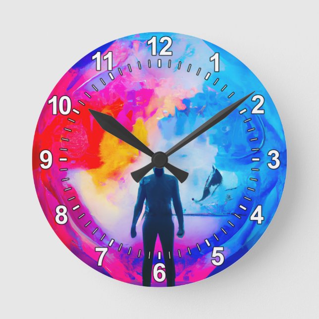 Standing in Colours Round Clock (Front)