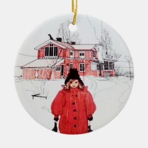 Standing in Winter Snow Ceramic Tree Decoration