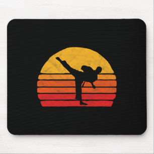 Standing Karate Kick 80's Sun Style Graphic Mouse Mat