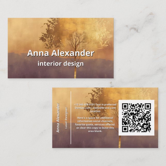 Standing Light | Tree Minimal Design  Business Card (Front/Back)