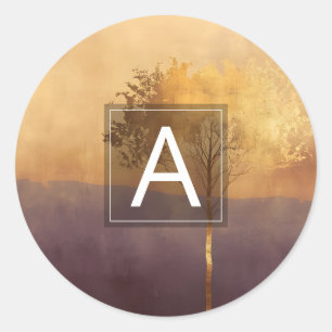Standing Light Tree Minimal Design Classic Round Sticker