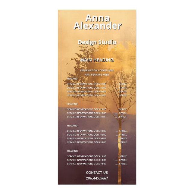 Standing Light | Tree Minimal Design  Rack Card (Front)