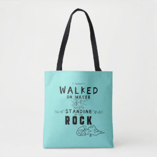 Standing on the Rock Christian typography Tote Bag