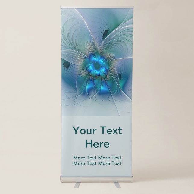 Standing Ovations Abstract Art Blue Turquoise Text Retractable Banner (Front)