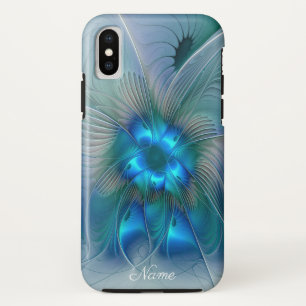Standing Ovations, Abstract Blue Fractal Art Name iPhone X Case